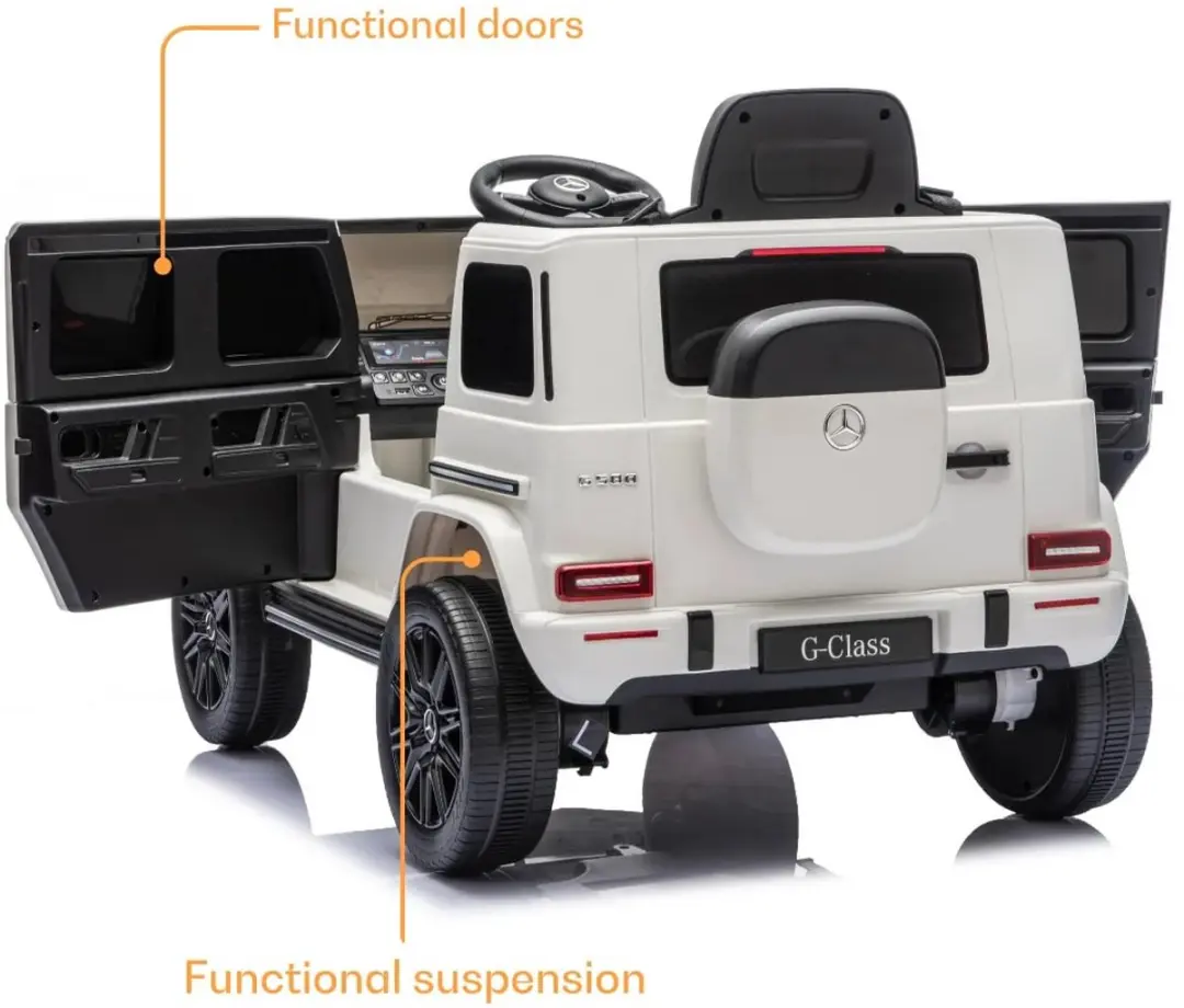 Vrooomy Mercedes-Benz G-Klasse Elektrische Kinderauto 7.4V - Wit - afbeelding 2 van 6