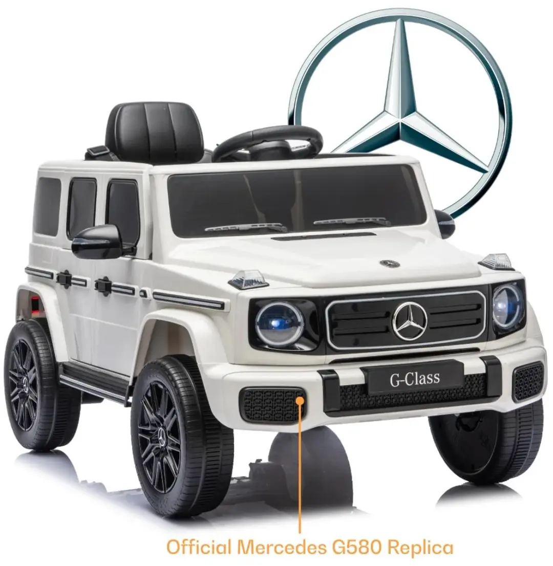 Vrooomy Mercedes-Benz G-Klasse Elektrische Kinderauto 7.4V - Wit - afbeelding 6 van 6