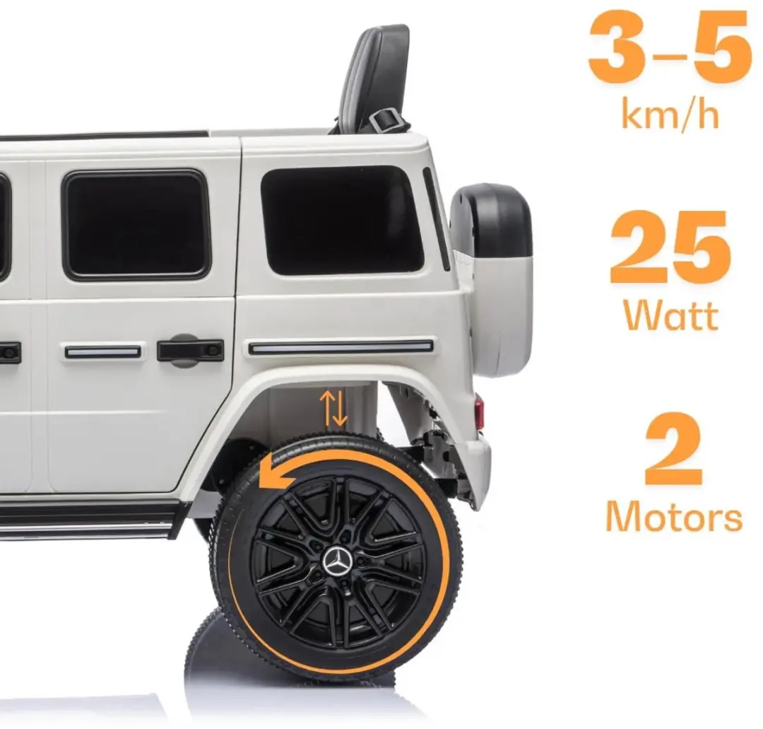 Vrooomy Mercedes-Benz G-Klasse Elektrische Kinderauto 12V - Wit - afbeelding 6 van 6