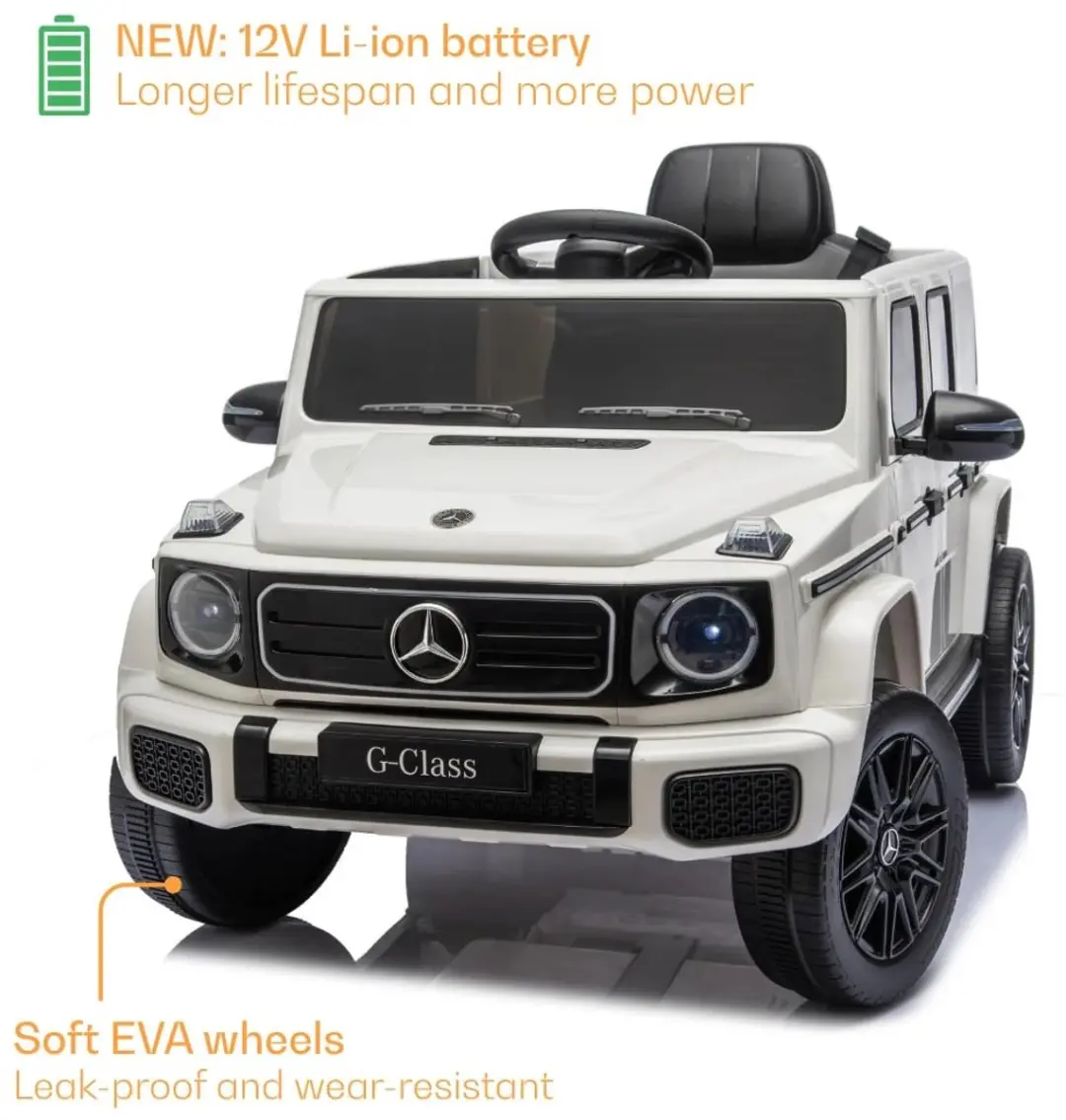Vrooomy Mercedes-Benz G-Klasse Elektrische Kinderauto 12V - Wit - afbeelding 3 van 6
