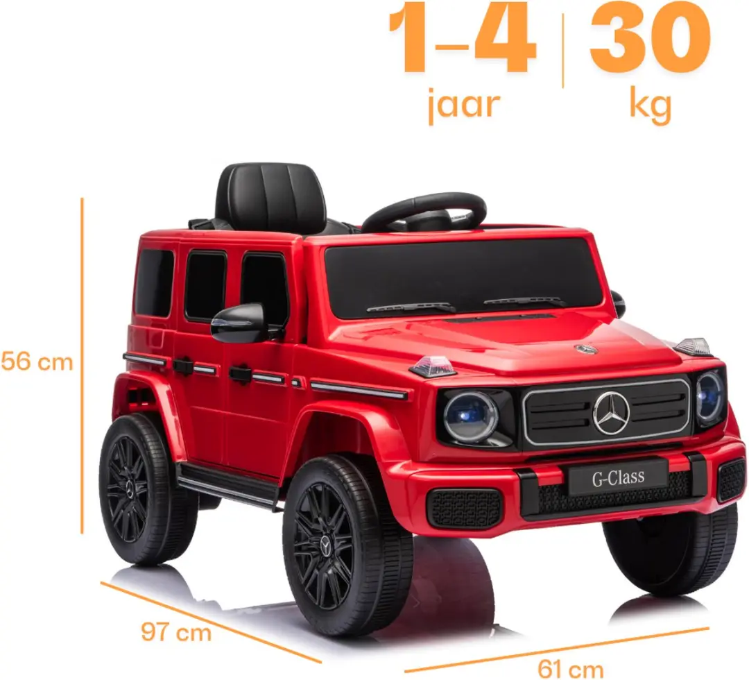 Vrooomy Mercedes-Benz G-Klasse Elektrische Kinderauto 12V - Rood - afbeelding 6 van 6