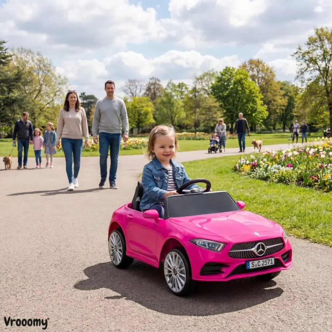 Vrooomy Mercedes-Benz CLS350 Elektrische Kinderauto 12V - Roze - afbeelding 5 van 6