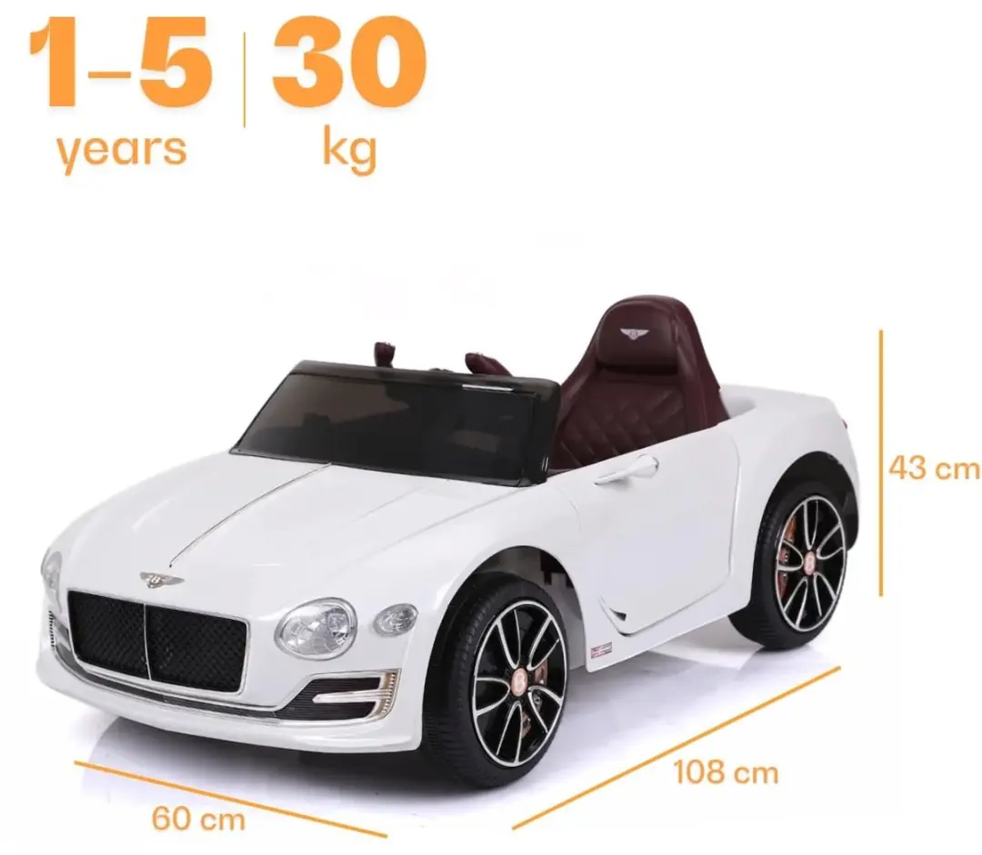 Vrooomy Bentley EXP12 Speed Elektrische Kinderauto 12V - Wit - afbeelding 3 van 6