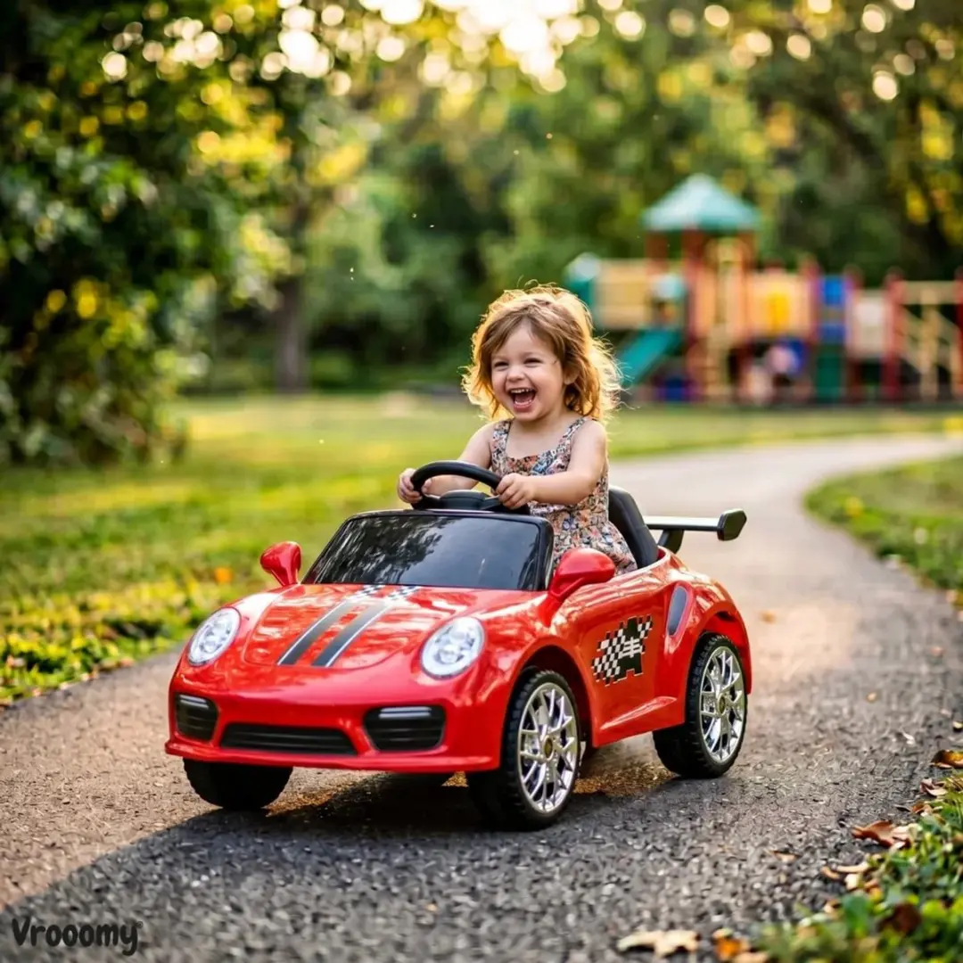 Vrooomy 911 Turbo S Elektrische Kinderauto 12V - Rood - afbeelding 4 van 6