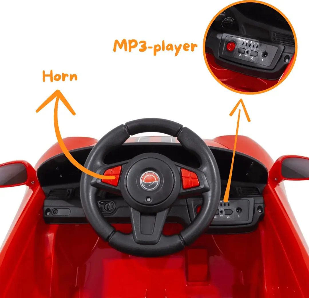 Vrooomy 911 Turbo S Elektrische Kinderauto 12V - Rood - afbeelding 2 van 6