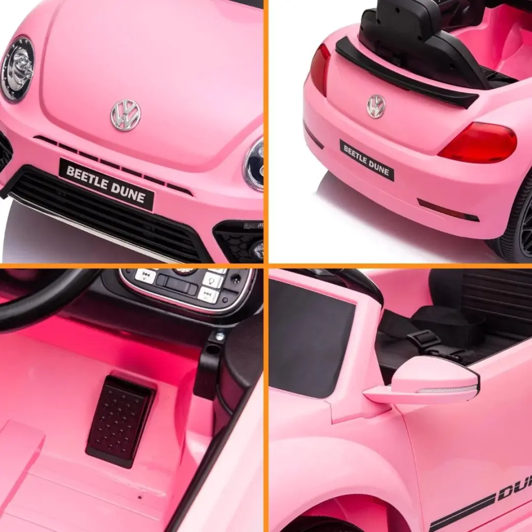 Vrooomy Volkswagen Beetle Dune 12V Kinderauto - Roze - afbeelding 2 van 6