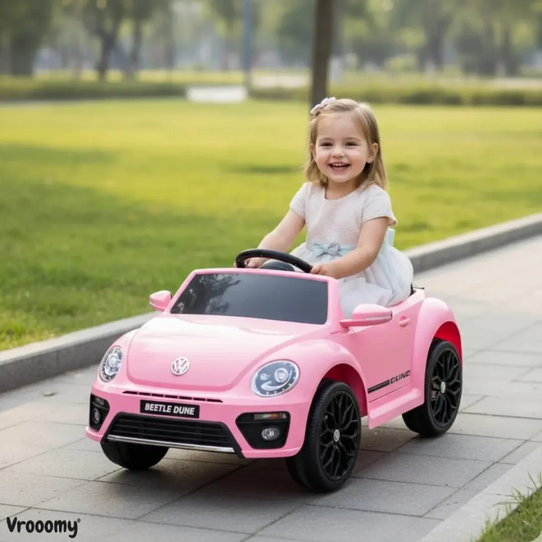 Vrooomy Volkswagen Beetle Dune 12V Kinderauto - Roze - afbeelding 4 van 6