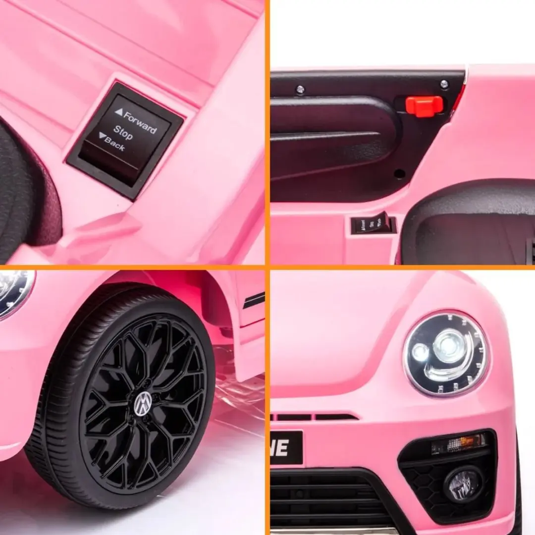 Vrooomy Volkswagen Beetle Dune 12V Kinderauto - Roze - afbeelding 6 van 6