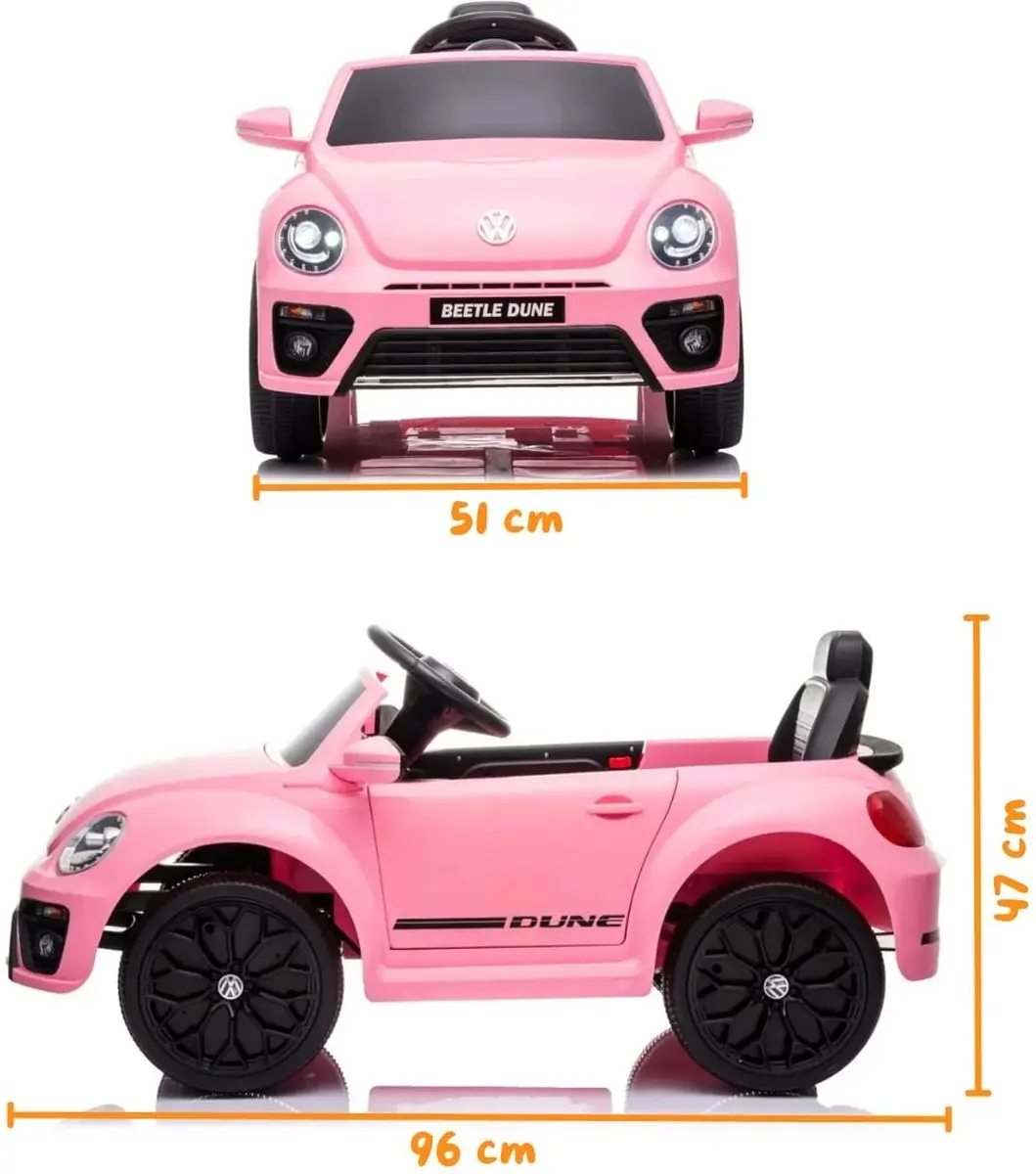 Vrooomy Volkswagen Beetle Dune 12V Kinderauto - Roze - afbeelding 3 van 6