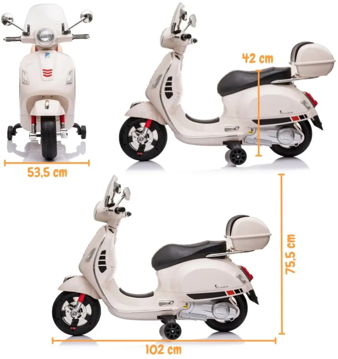 Vrooomy Vespa GT Full Option Elektrische Scooter 3-6 jaar - Wit - afbeelding 4 van 6
