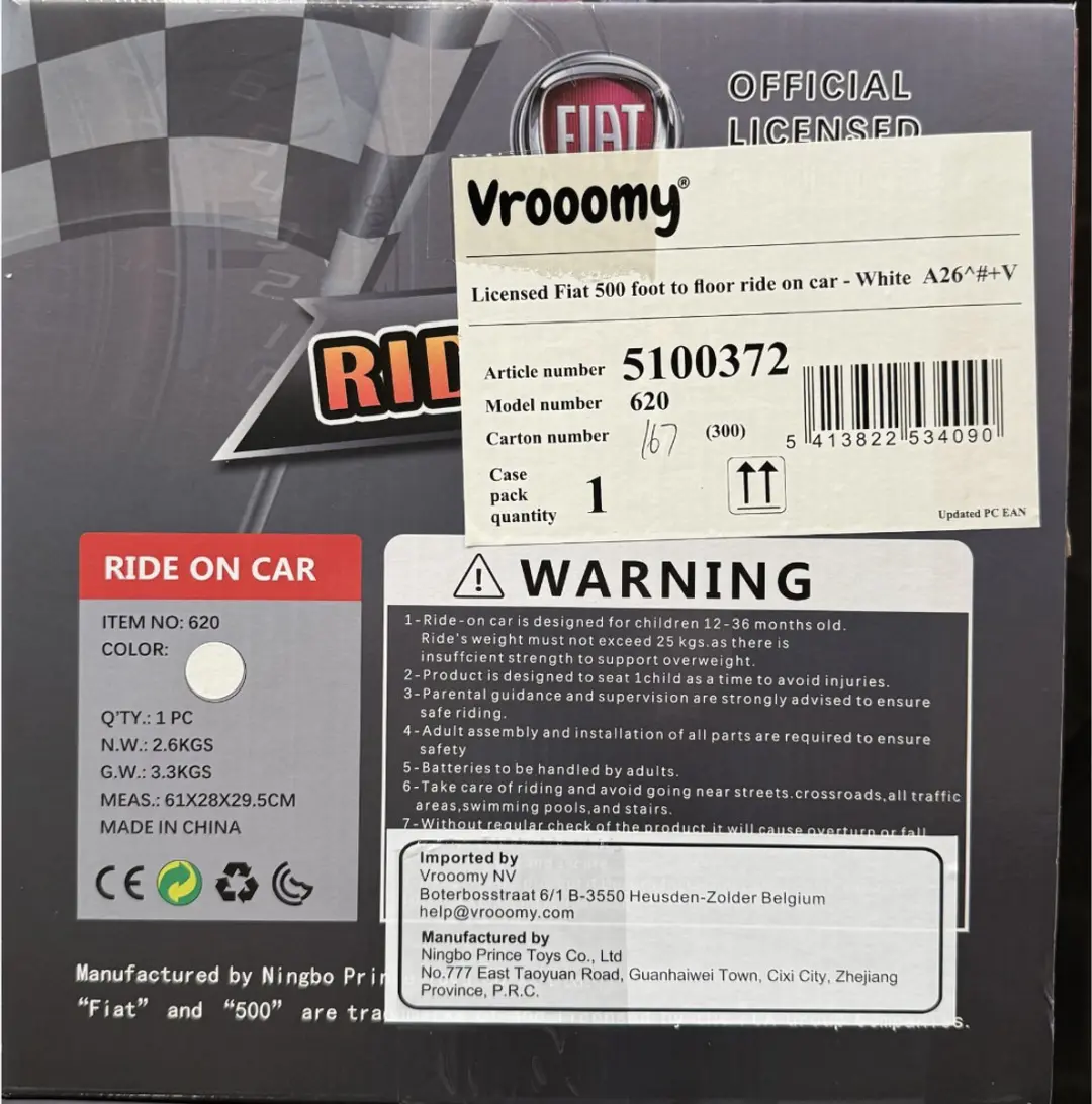 Vrooomy Fiat 500 Loopauto Wit - 1-3 jaar - afbeelding 5 van 6