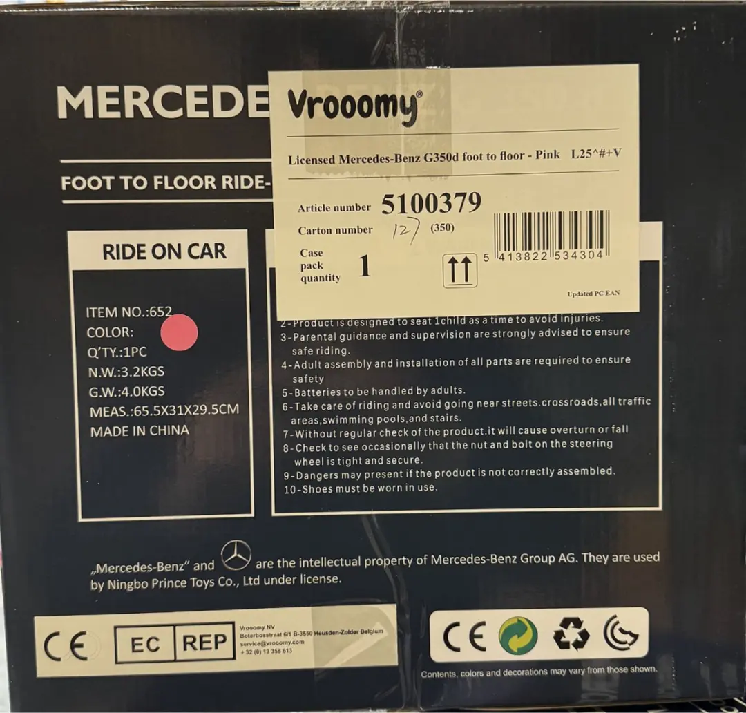 Vrooomy Mercedes-AMG G63 Loopauto Roze - afbeelding 5 van 6