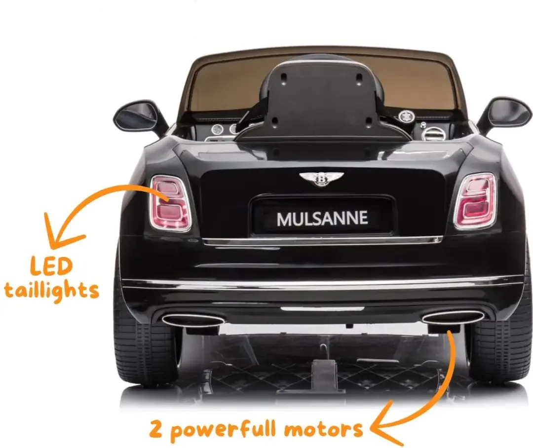 Vrooomy Bentley Mulsanne 12V Kinderauto - Zwart - afbeelding 6 van 6