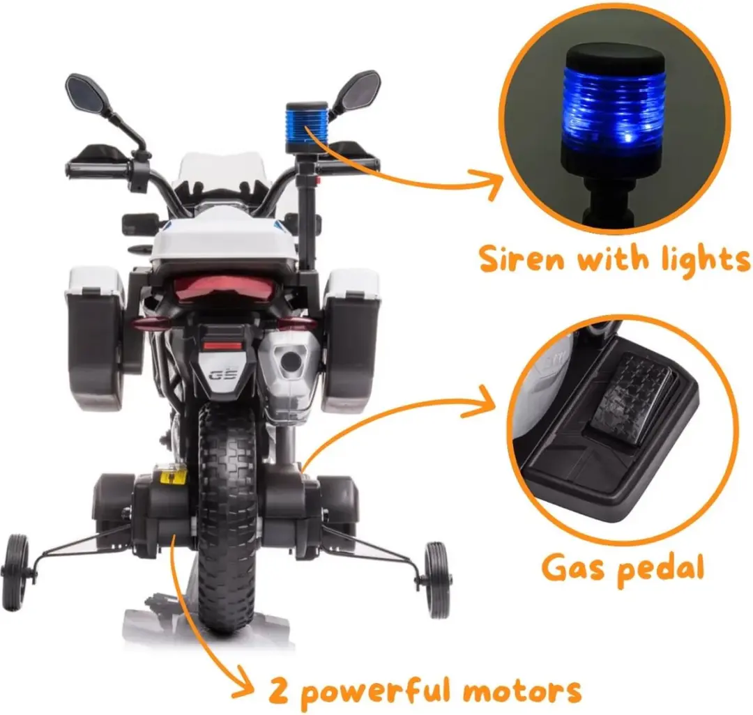 Vrooomy BMW F850 GS Politiemotor 12V - Wit - afbeelding 3 van 6
