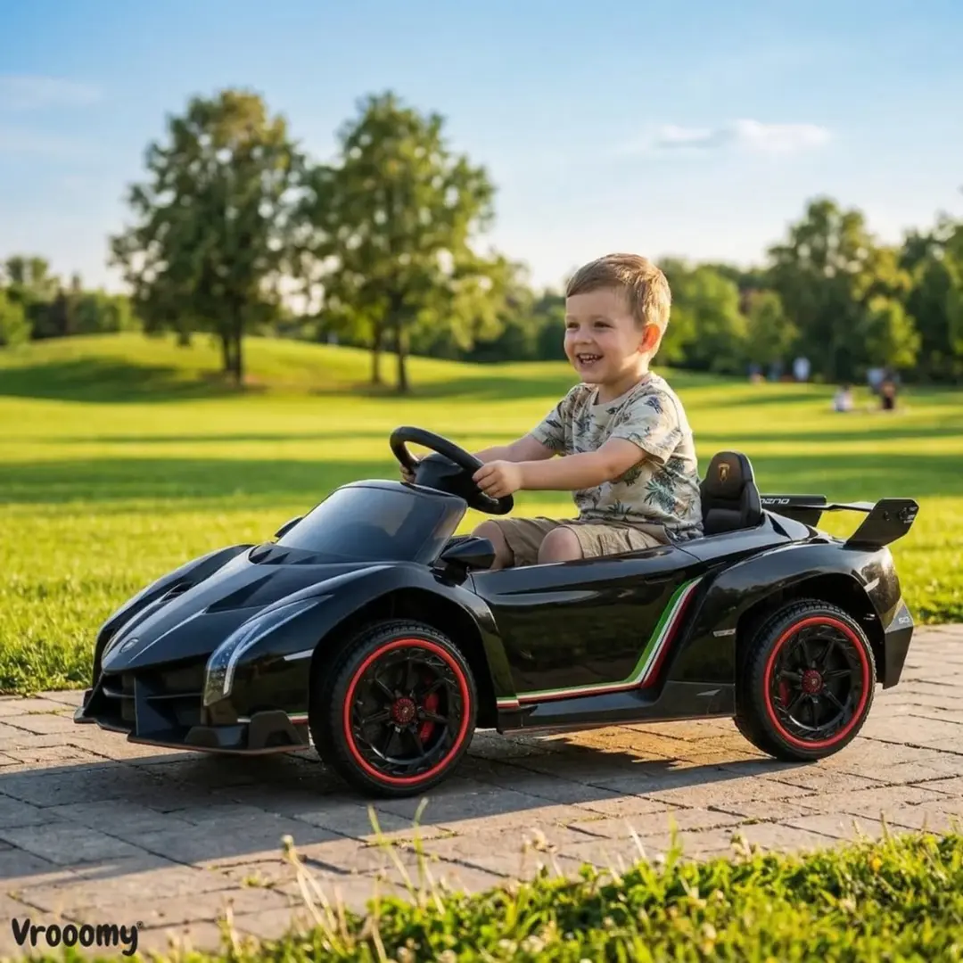 Vrooomy Lamborghini Veneno 12V Kinderauto - Zwart - afbeelding 4 van 6