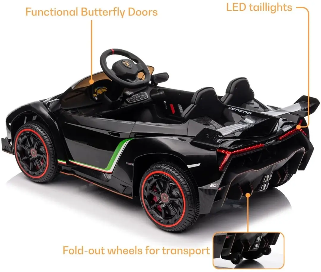 Vrooomy Lamborghini Veneno 12V Kinderauto - Zwart - afbeelding 6 van 6