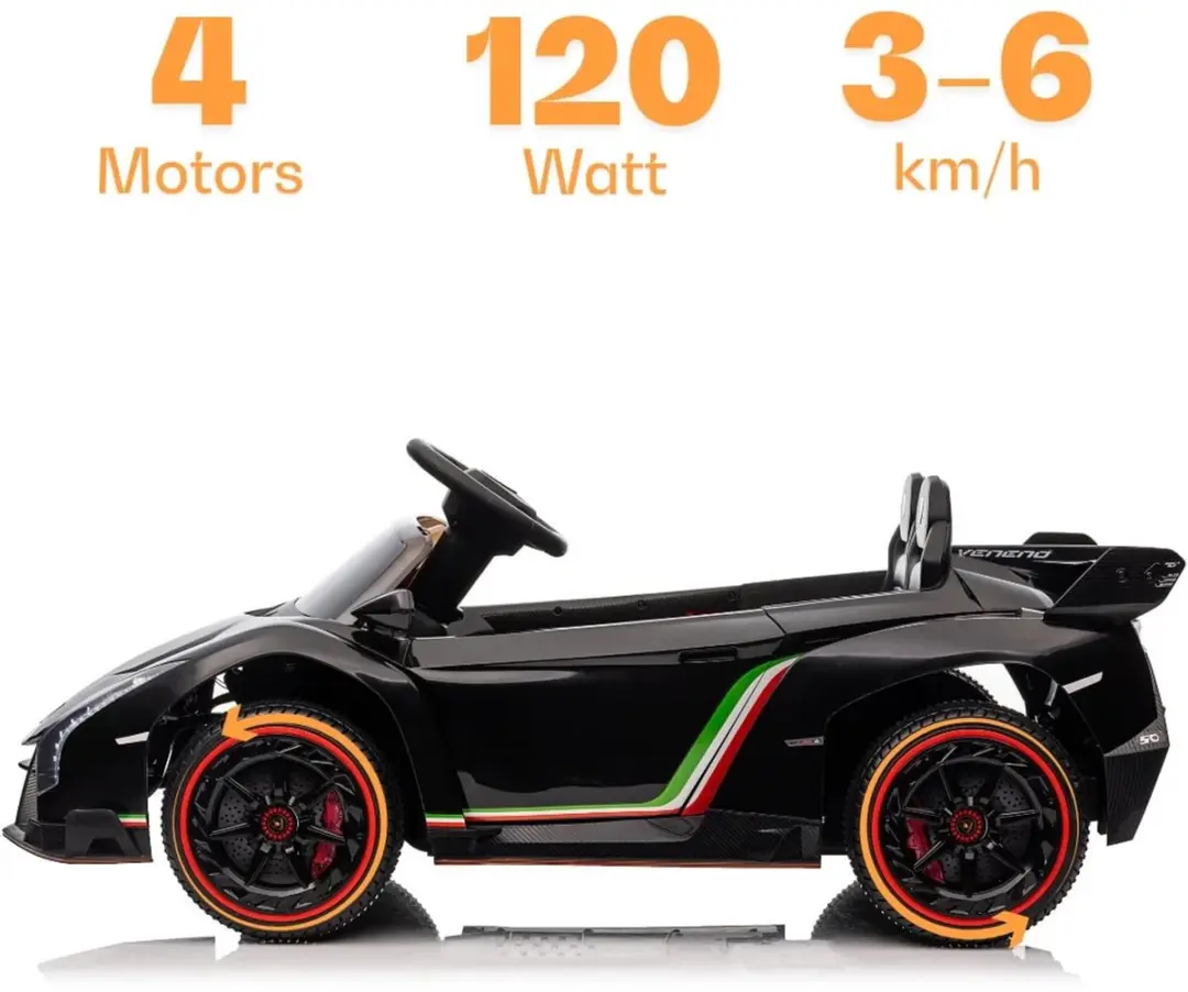 Vrooomy Lamborghini Veneno 12V Kinderauto - Zwart - afbeelding 3 van 6