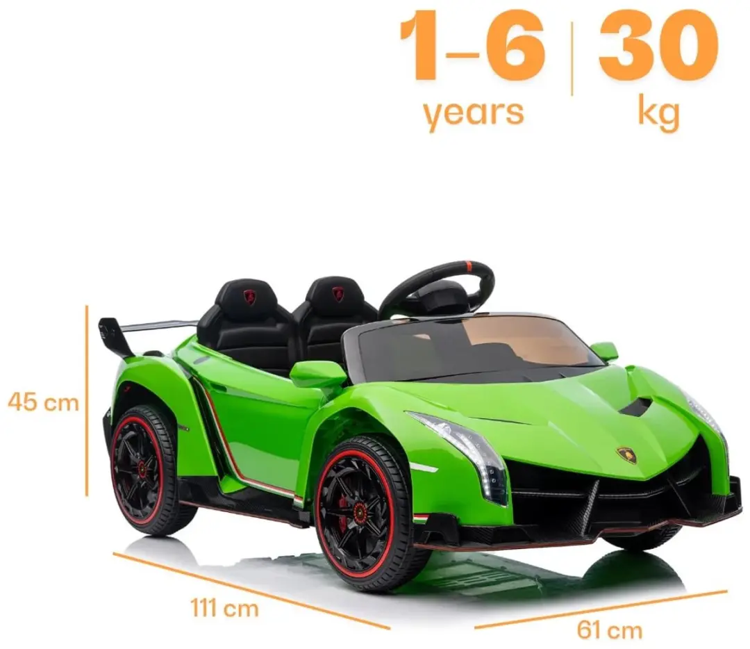Vrooomy Lamborghini Veneno 12V Kinderauto 4x4 - Groen - afbeelding 2 van 6