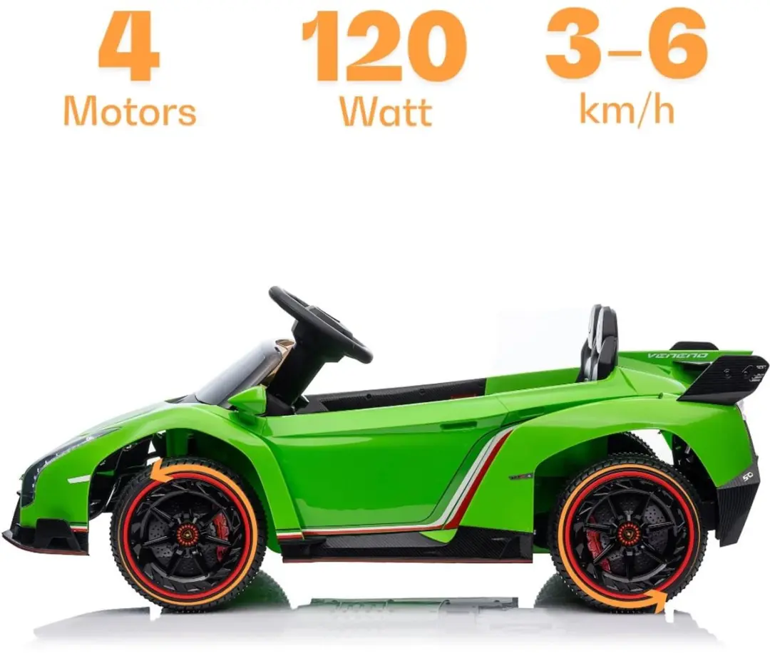 Vrooomy Lamborghini Veneno 12V Kinderauto 4x4 - Groen - afbeelding 5 van 6