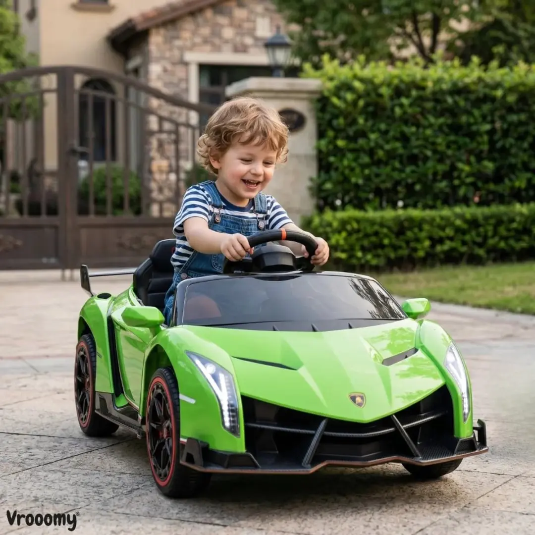 Vrooomy Lamborghini Veneno 12V Kinderauto 4x4 - Groen - afbeelding 4 van 6