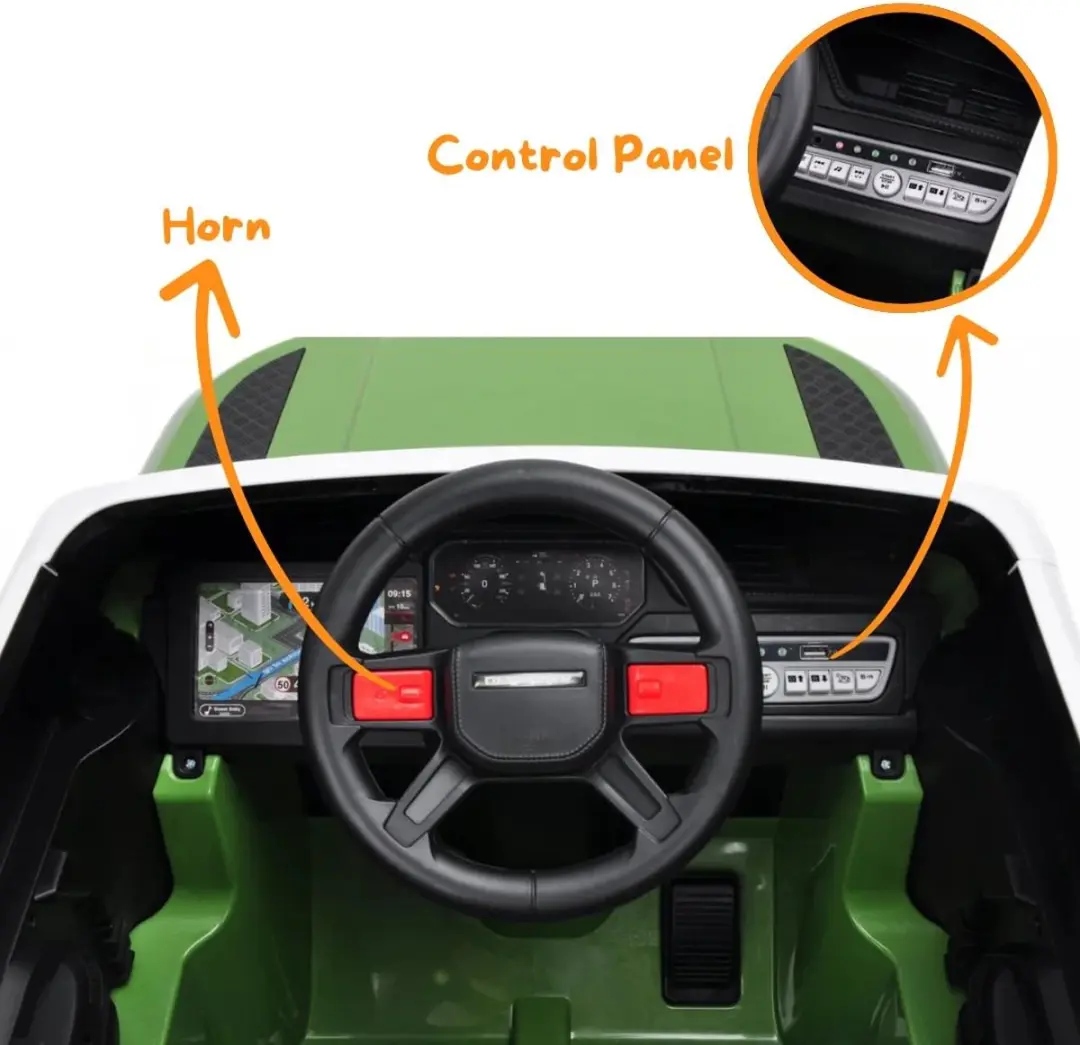 Vrooomy Land Rover Defender 12V Kinderauto 90 - Groen - afbeelding 2 van 6