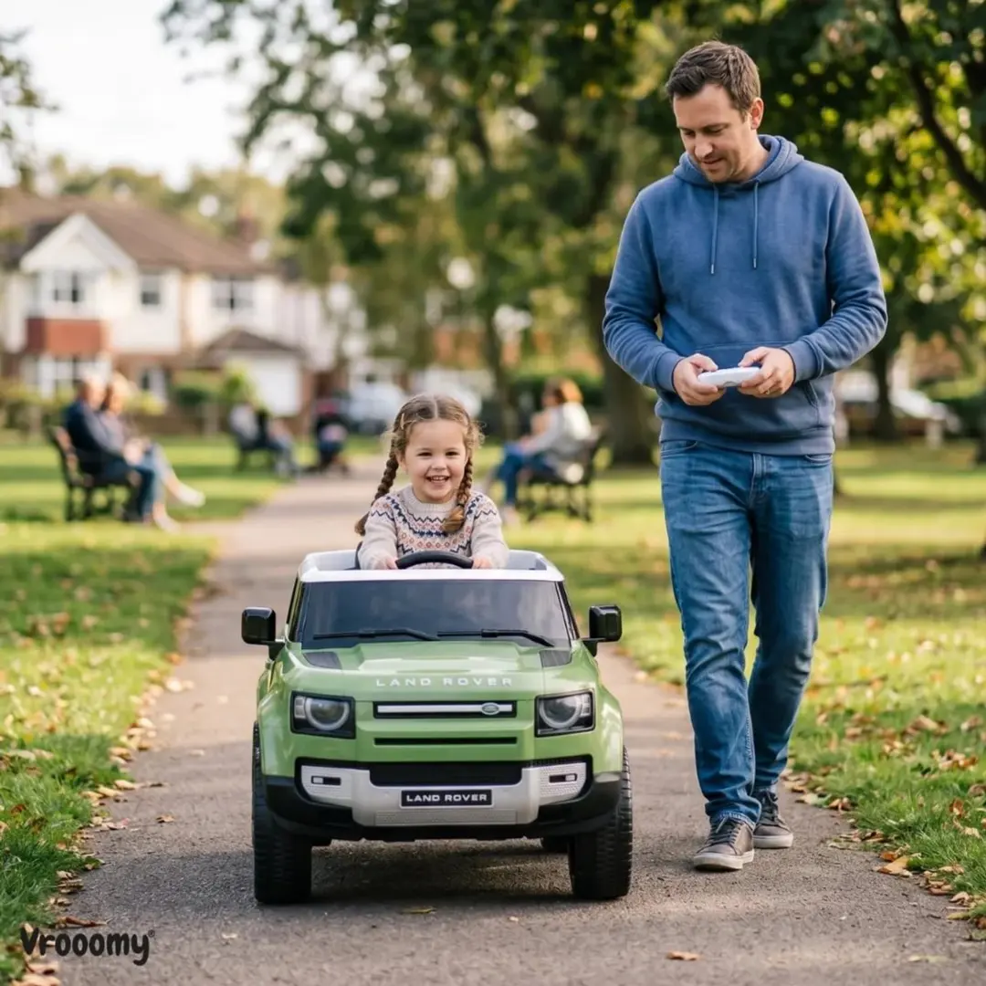 Vrooomy Land Rover Defender 12V Kinderauto 90 - Groen - afbeelding 4 van 6
