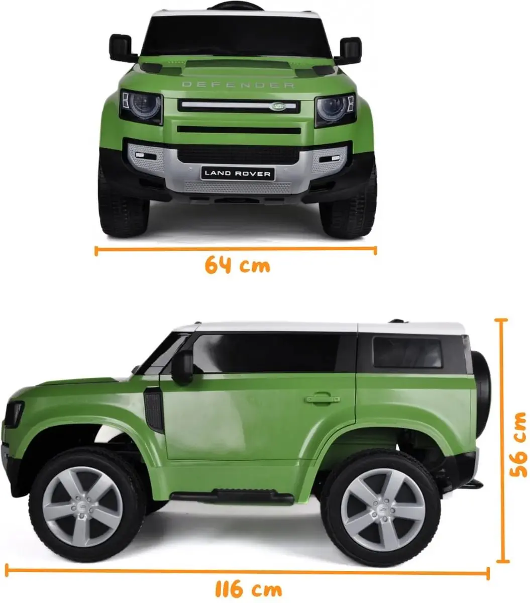 Vrooomy Land Rover Defender 12V Kinderauto 90 - Groen - afbeelding 3 van 6