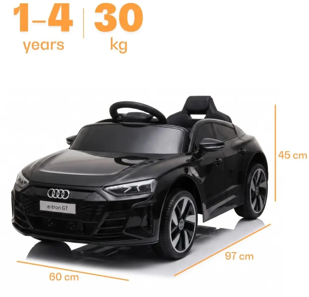 Vrooomy Audi e-Tron GT 12V Kinderauto - Zwart - afbeelding 3 van 6