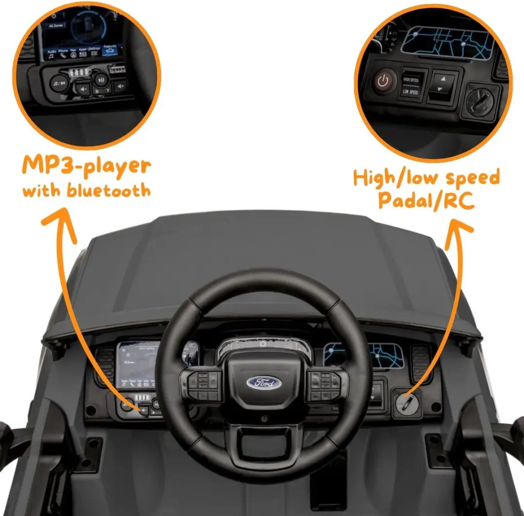 Vrooomy Ford Ranger Wildtrak 12V Kinderauto - Grijs - afbeelding 2 van 6
