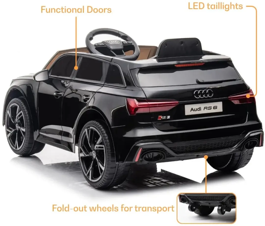 Vrooomy Audi RS6 Performance 12V Kinderauto - Zwart - afbeelding 5 van 6