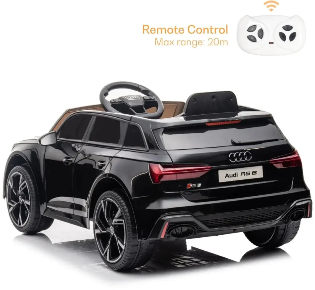 Vrooomy Audi RS6 Performance 12V Kinderauto - Zwart - afbeelding 2 van 6