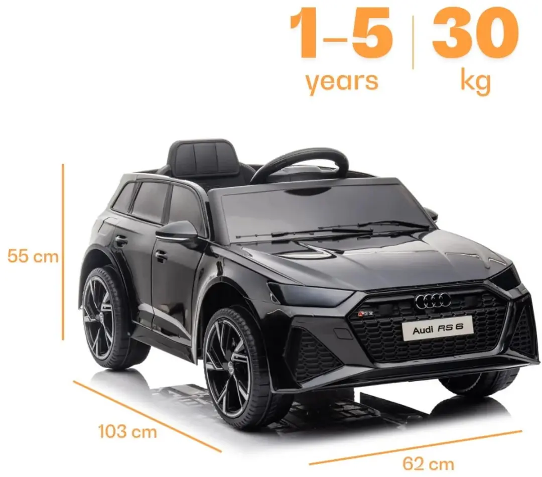 Vrooomy Audi RS6 Performance 12V Kinderauto - Zwart - afbeelding 6 van 6