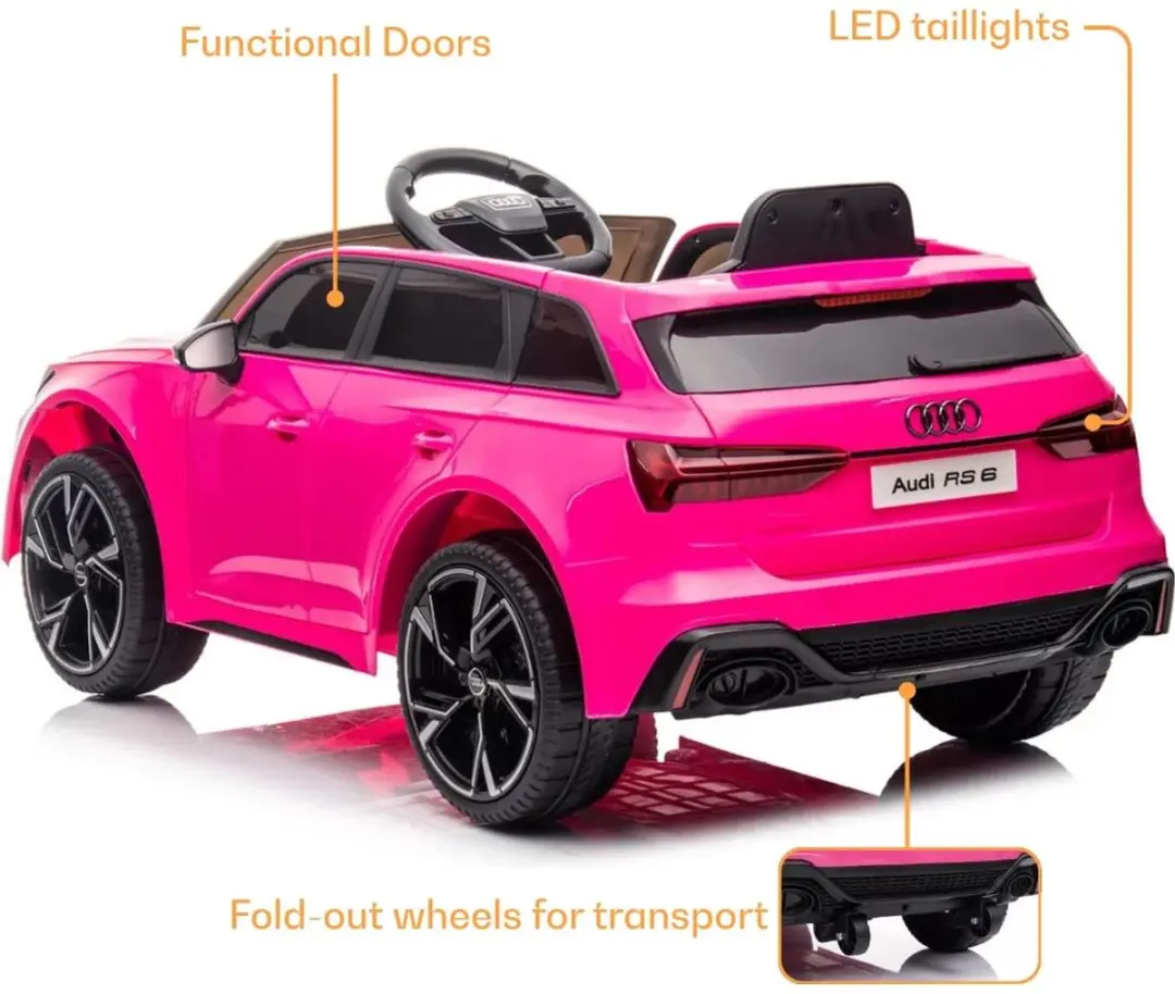 Vrooomy Audi RS6 Performance 12V Kinderauto Roze - afbeelding 3 van 6