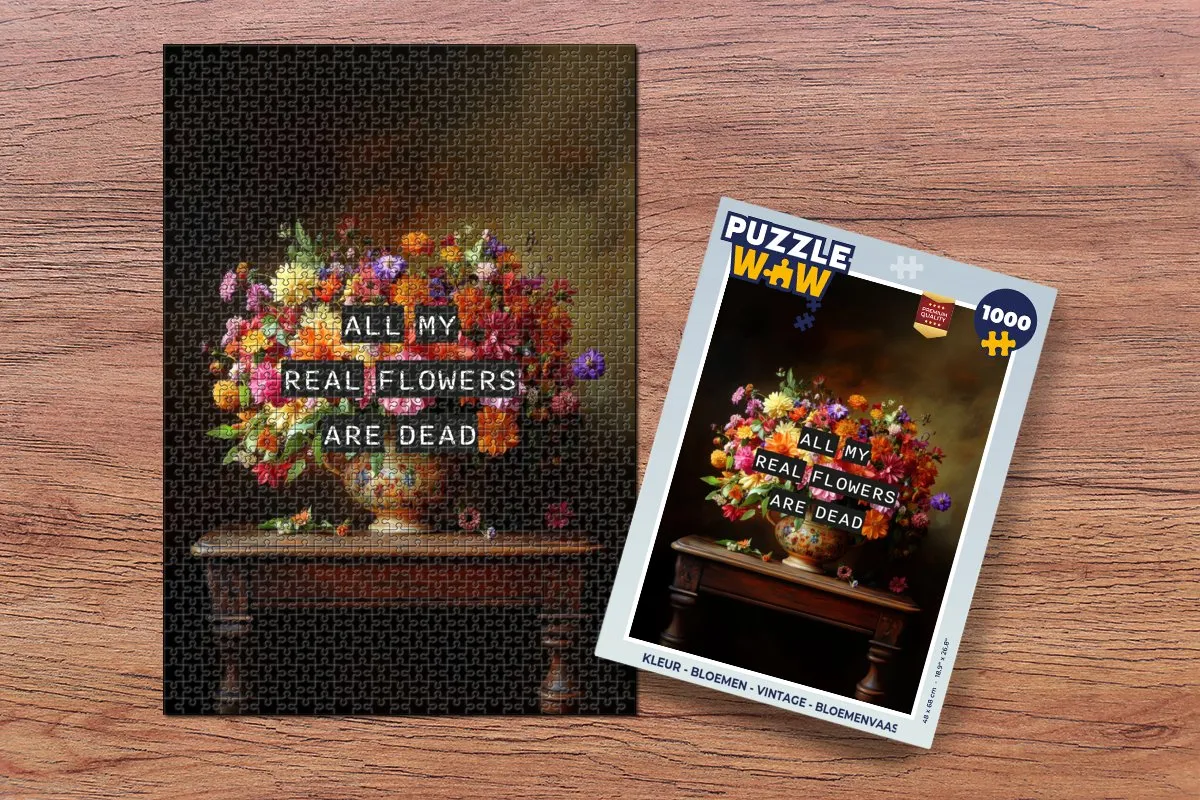 PuzzleWow Bloemenvaas Legpuzzel 1000 Stuks - Vintage Bloemen