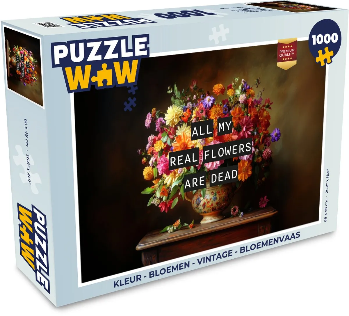 PuzzleWow Bloemenvaas Legpuzzel 1000 Stuks - Vintage Bloemen