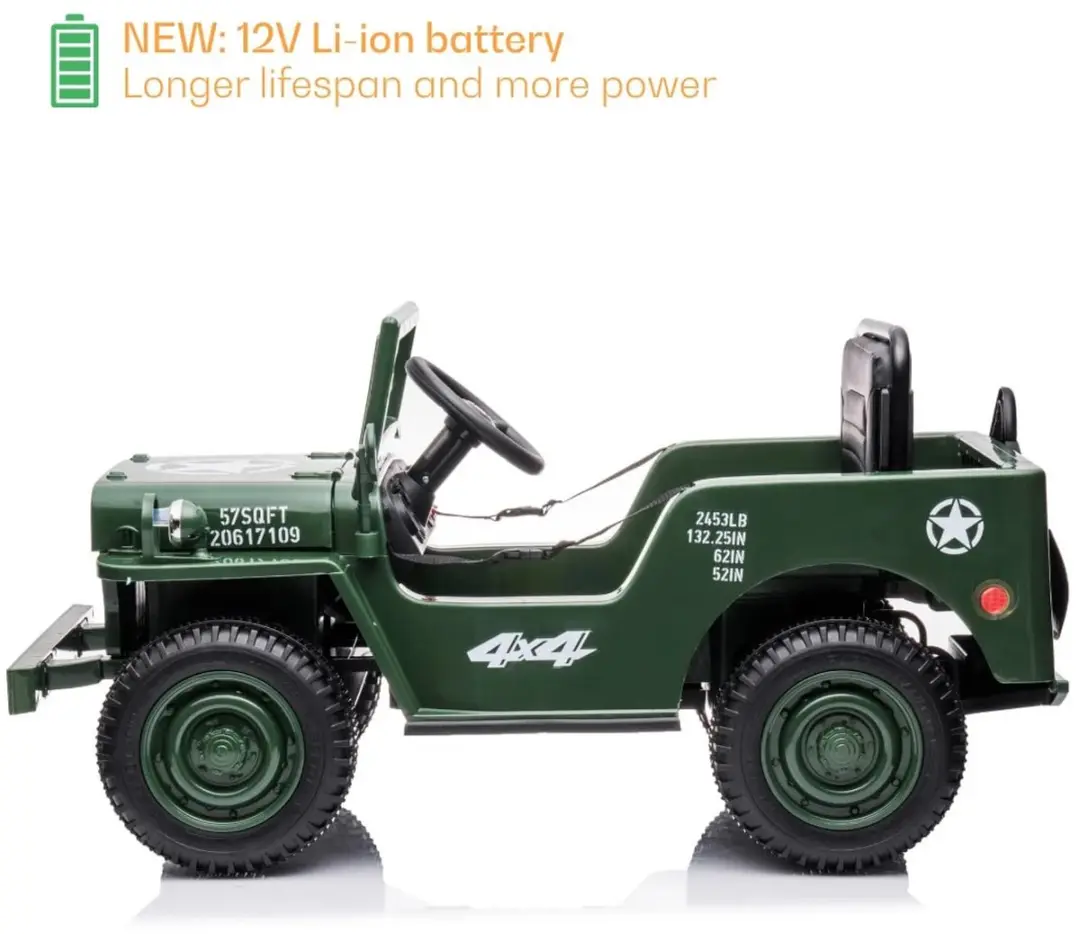 Vrooomy Willys MB Legerauto 12V - Groen - afbeelding 5 van 6