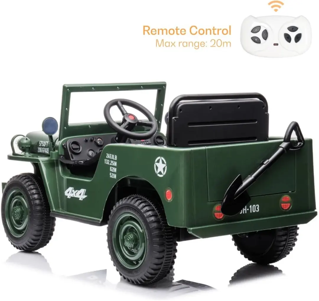 Vrooomy Willys MB Legerauto 12V - Groen - afbeelding 6 van 6