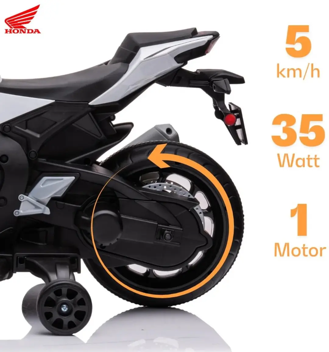 Vrooomy Honda CBR1000RR Elektrische Kindermotor 12V - Wit - afbeelding 5 van 6