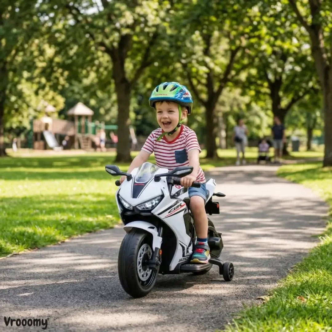 Vrooomy Honda CBR1000RR Elektrische Kindermotor 12V - Wit - afbeelding 4 van 6