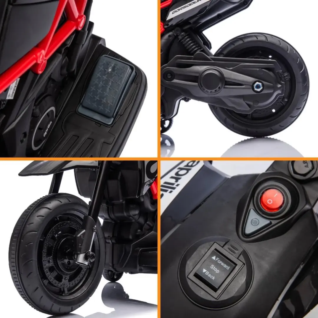 Vrooomy Aprilia Dorsoduro 900 Mini Elektrische Kindermotor 6V - Rood - afbeelding 6 van 6
