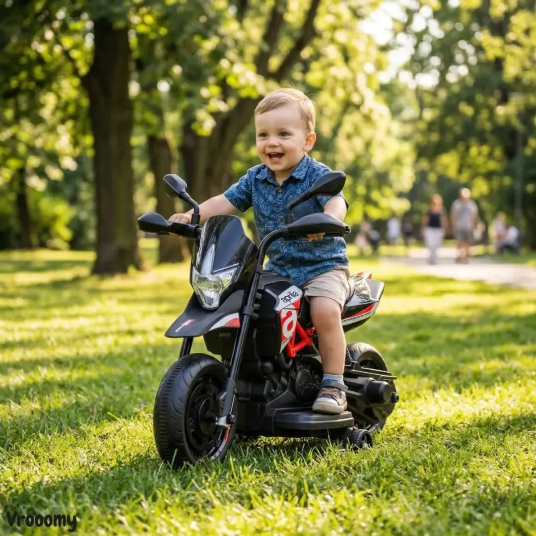 Vrooomy Aprilia Dorsoduro 900 Mini Elektrische Kindermotor 6V - Rood - afbeelding 4 van 6