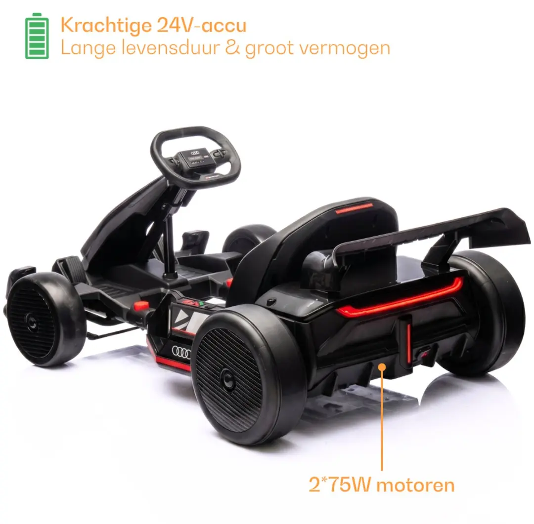 Vrooomy Audi Drift e-Gokart 24V - Zwart - afbeelding 2 van 6