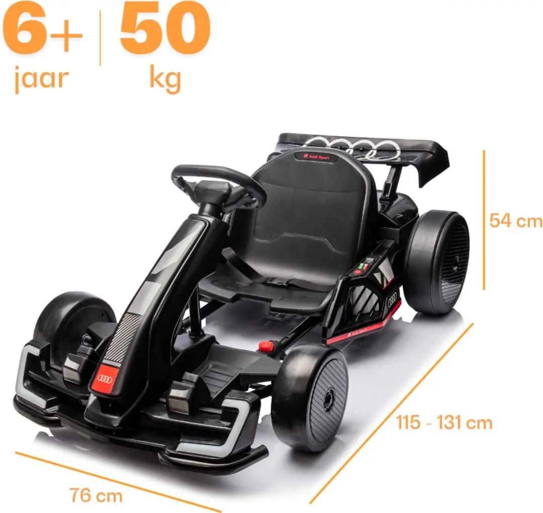 Vrooomy Audi Drift e-Gokart 24V - Zwart - afbeelding 5 van 6
