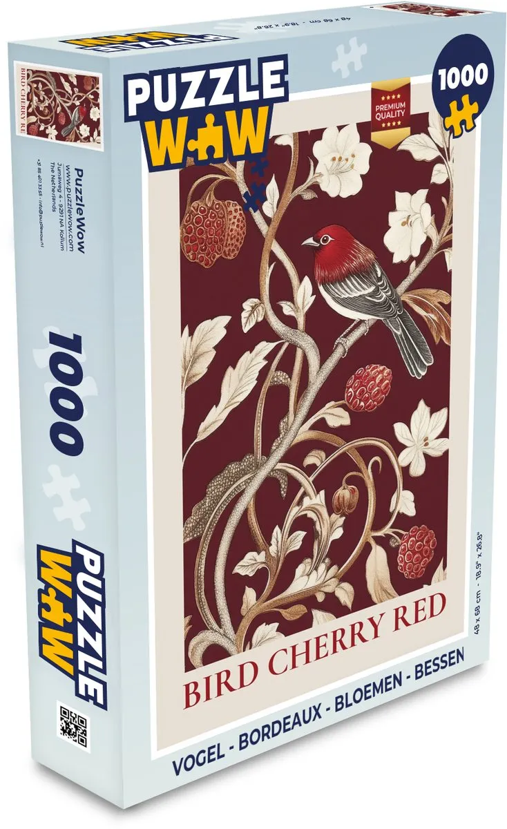 PuzzleWow Vogel Legpuzzel 1000 Stuks - Bordeaux