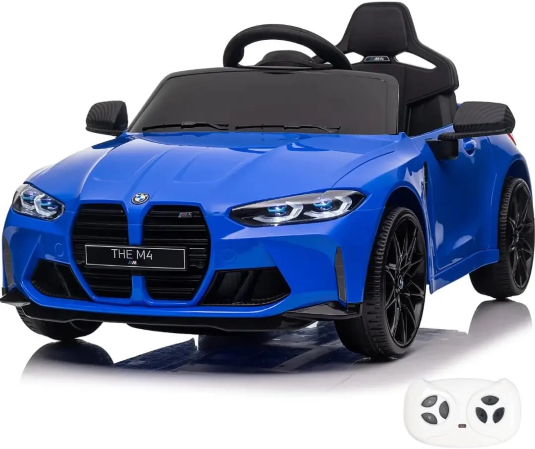 Vrooomy BMW M4 Competition Elektrische Kinderauto 12V Blauw