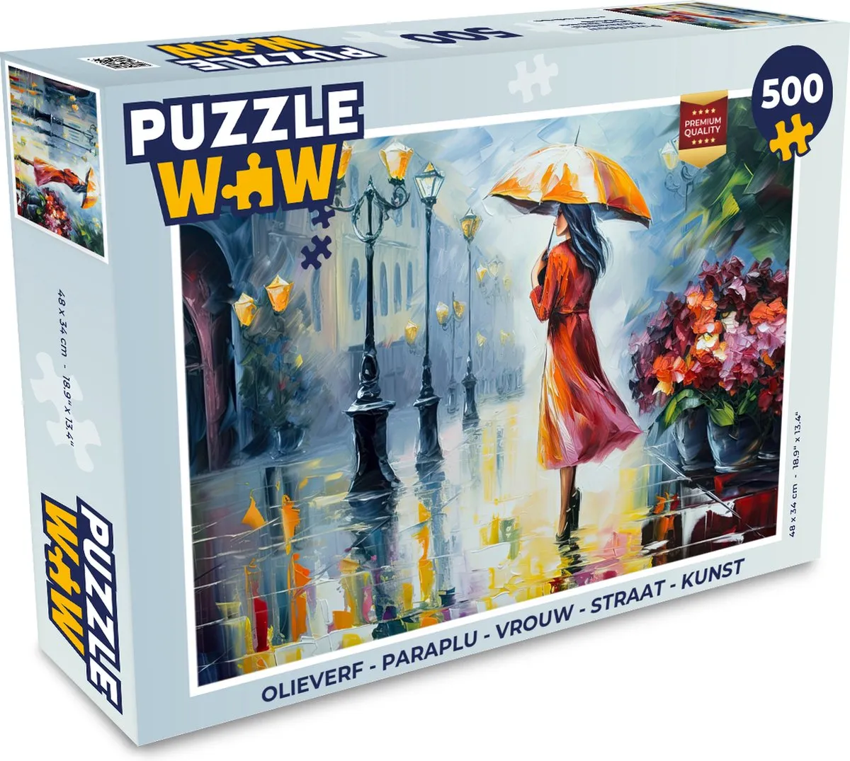 PuzzleWow Paraplu Vrouw Straat Kunst Legpuzzel 500 Stuks - Multicolor