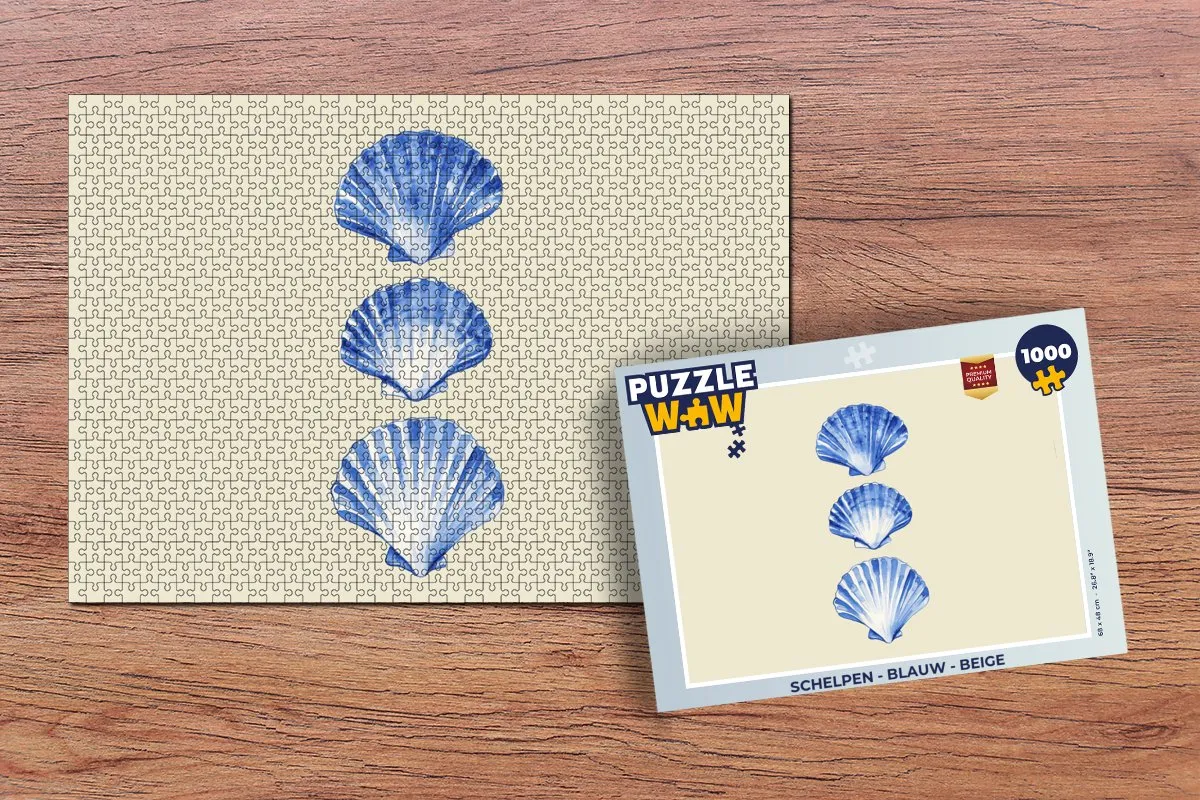 PuzzleWow Schelpen Legpuzzel 1000 Stuks - Blauw/Beige