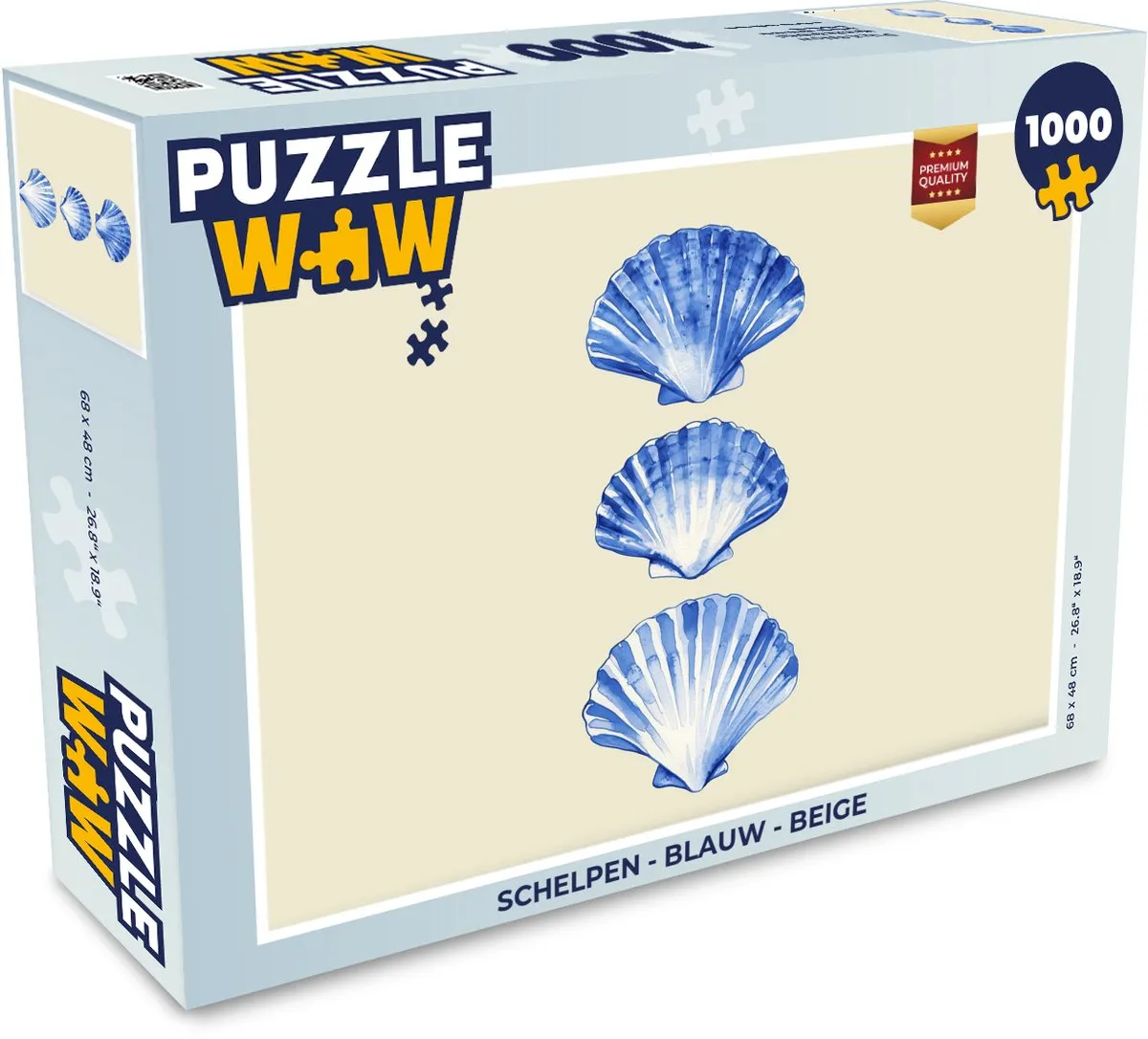 PuzzleWow Schelpen Legpuzzel 1000 Stuks - Blauw/Beige