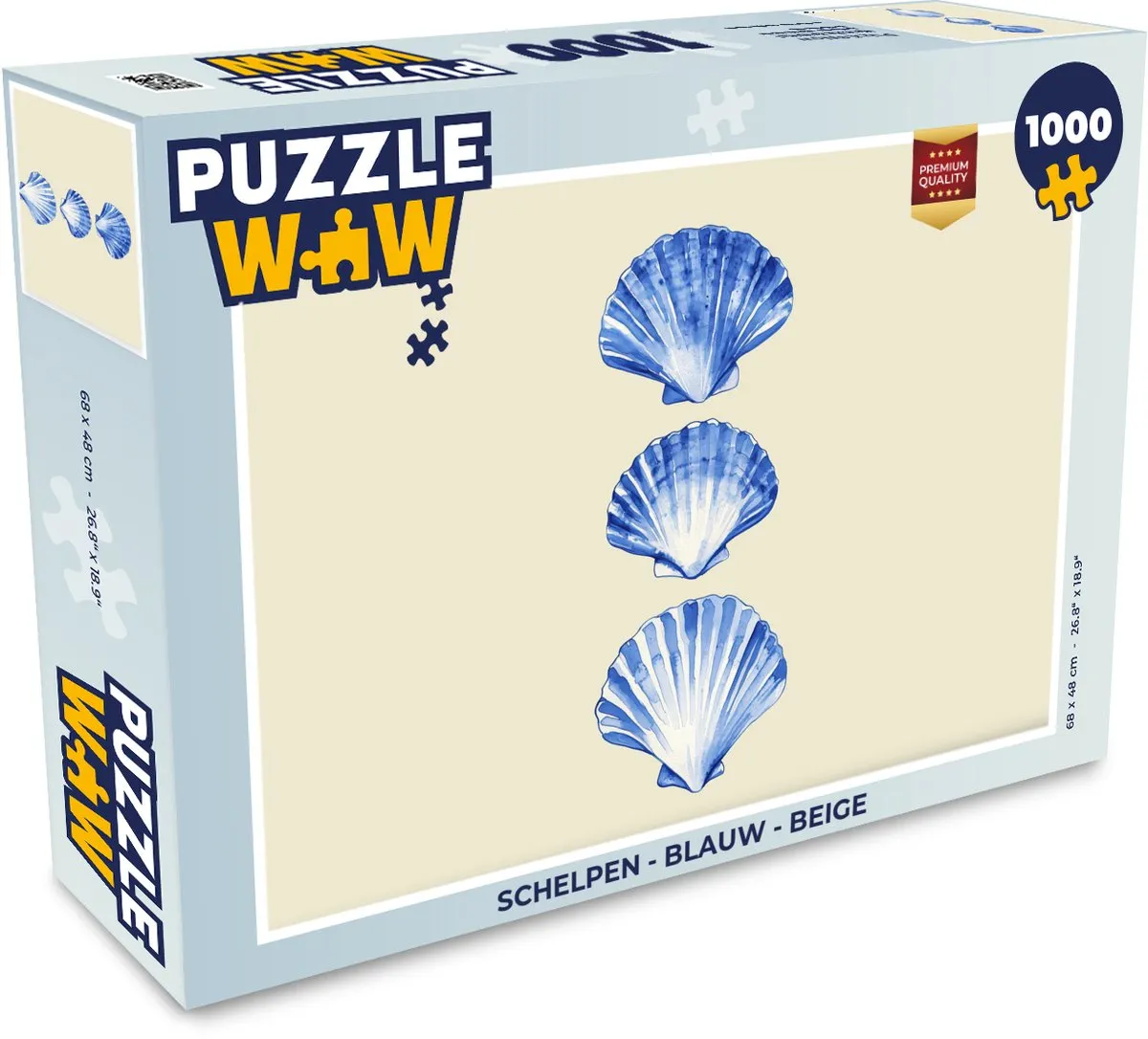 PuzzleWow Schelpen Legpuzzel 1000 Stuks - Blauw/Beige