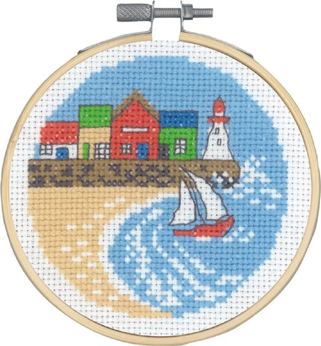 Borduurpakket huizen aan de haven van Permin 13-1420 excl borduurring